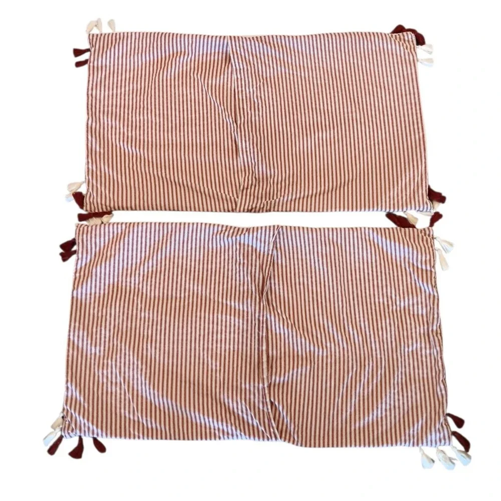 Pottery Barn Nellie Pick Stitch Red & Cream Reversible King Quilt & 2 Shams